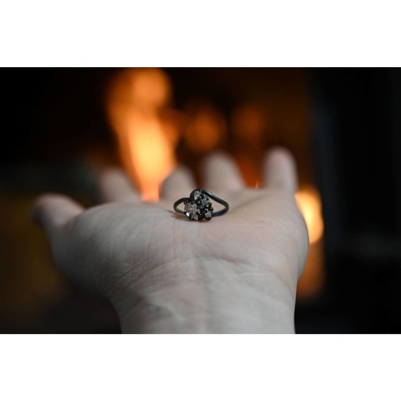 Oxidized Engagement Ring Solid Sterling Silver Wedding Band Filigree Sty… - Picture 5 of 6